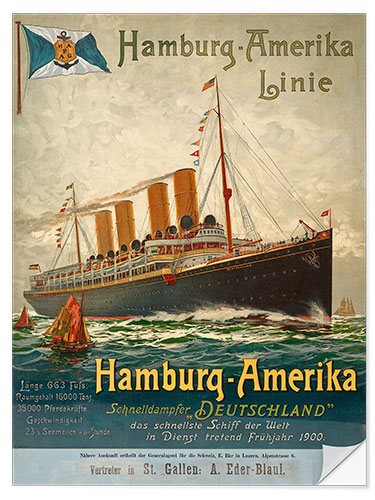 Självhäftande poster Hamburg-America Line, 1899