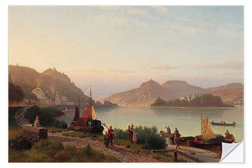 Selvklæbende plakat Rhine landscape with Siebengebirge, Christian Böttcher