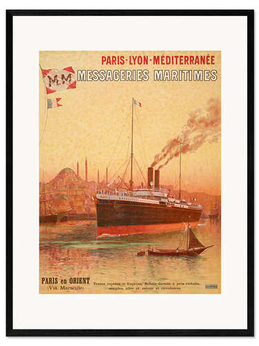 Plakat artystyczny premium w ramie Paris-Lyon-Méditerranée Messageries Maritimes, 1909