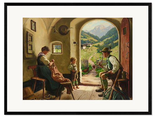Ingelijste kunstdruk Family Idyll, Karl Emil Rau