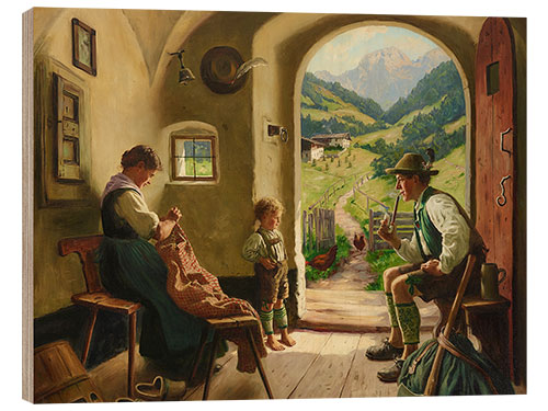 Wood print Family Idyll, Karl Emil Rau