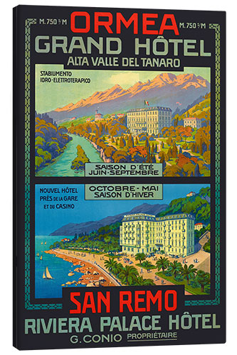 Canvas print Grand Hotel Ormea, San Remo, Switzerland