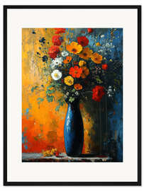 Gerahmter Kunstdruck Sommerstrauß in einer Vase