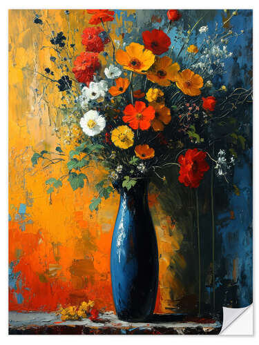 Selvklebende plakat Summer Flowers in Vase