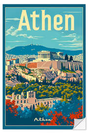 Selvklebende plakat Holiday in Athens