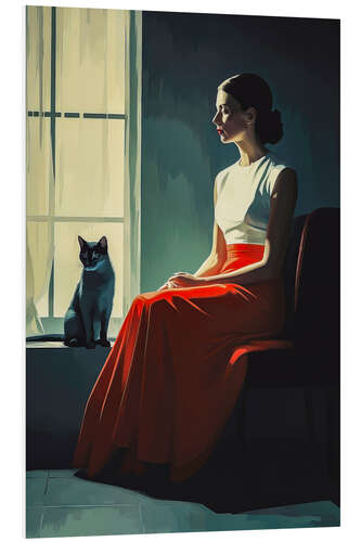 Quadro em PVC Portrait with cat at the window