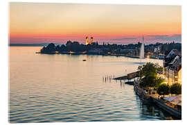 Acrylglasbild Friedrichshafen am Bodensee in der Abenddämmerung