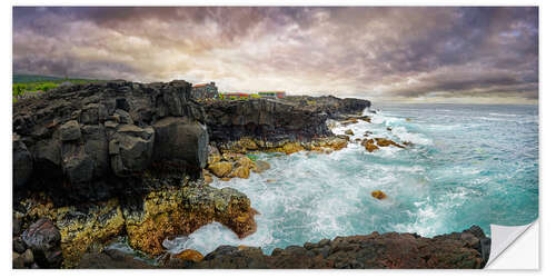 Selvklebende plakat Dramatic cliffs, Pico, Azores