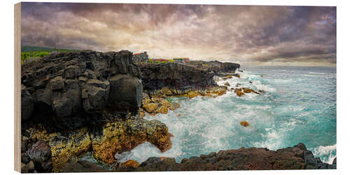 Wood print Dramatic cliffs, Pico, Azores