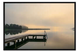 Gerahmter Kunstdruck Sonnenaufgang mit Badesteg