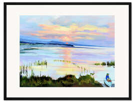 Gerahmter Kunstdruck Paddeln bei Sonnenuntergang