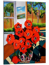 Magnettafel Mohnblumen am Fenster