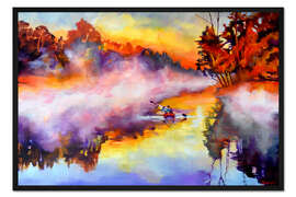 Gerahmter Kunstdruck Paddeln im Nebel