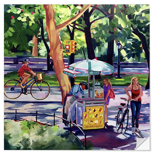 Självhäftande poster Ice Cream Vendor in Central Park