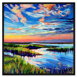 Gerahmter Kunstdruck Sonnenaufgang über den Sümpfen