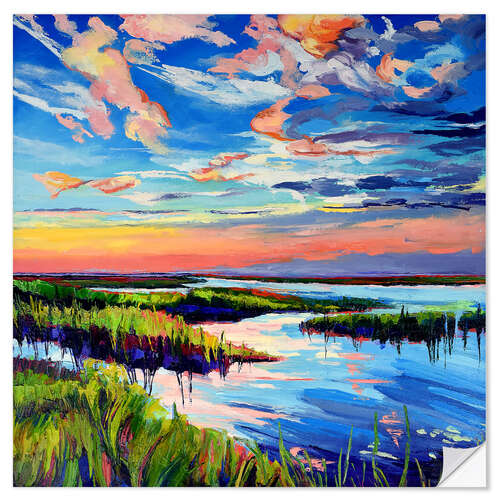 Selvklebende plakat Sunset on the Marsh