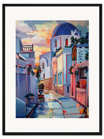 Gerahmter Kunstdruck Gasse und Dachgärten