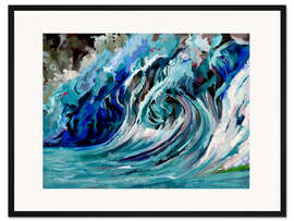 Gerahmter Kunstdruck Blaue Welle