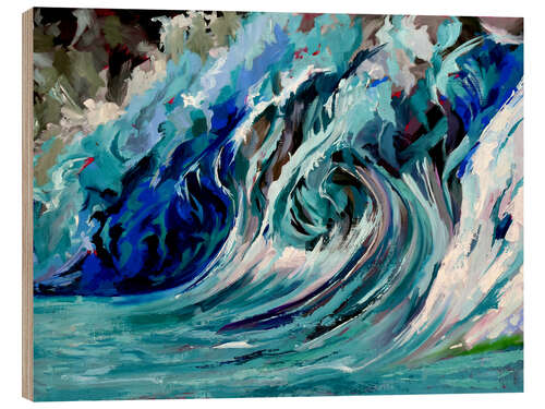 Wood print Blue Wave