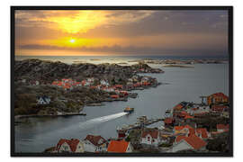 Gerahmter Kunstdruck Sonnenuntergang an der Küste in Rönnäng, Schweden