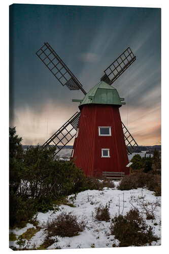 Canvas-taulu Long Exposure of a Red Swedish Windmill