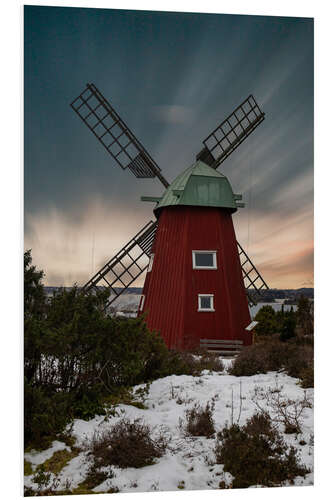 Foam board print Long Exposure of a Red Swedish Windmill