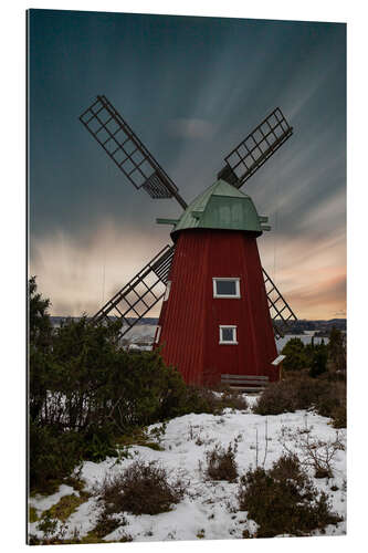 Gallery print Long Exposure of a Red Swedish Windmill