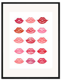 Gerahmter Kunstdruck Aquarell-Lippen