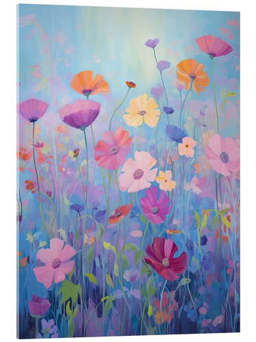 Cuadro de metacrilato Wildflowers on a blue background