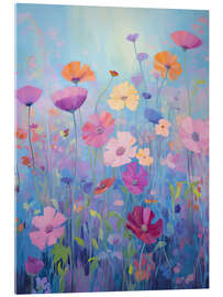 Acrylglas print Wildflowers on a blue background