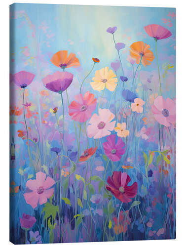 Canvas print Wildflowers on a blue background