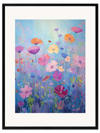 Framed art print Wildflowers on a blue background