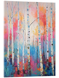 Cuadro de metacrilato White Birch Forest Pink and Blue Sky