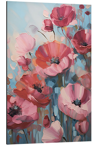 Stampa su alluminio Red and Pink Poppies Maritime Colours