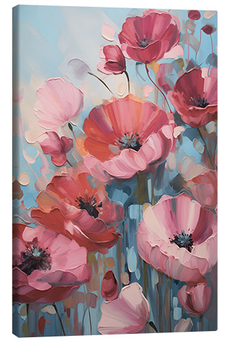 Canvas print Red and Pink Poppies Maritime Colours