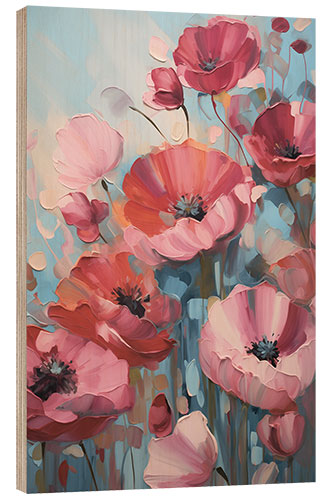 Tableau en bois Red and Pink Poppies Maritime Colours