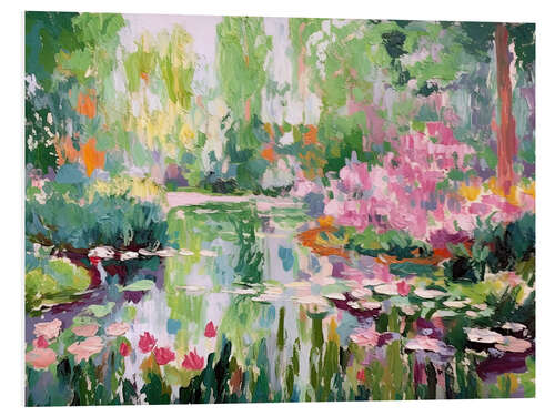 Stampa su PVC Impressionist Garden and Pond