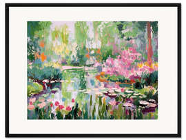 Gerahmter Kunstdruck Impressionistischer Garten und Teich