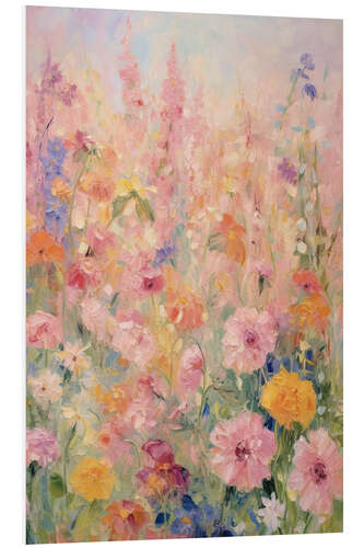 Foam board print Pink Summer Cottage Flower Garden