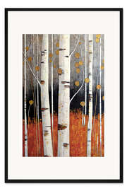 Gerahmter Kunstdruck Vergoldeter Birkenwald
