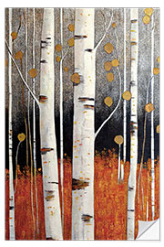 Självhäftande poster Gilded White Birch Forest