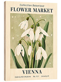 Wood print Flower Market Vienna