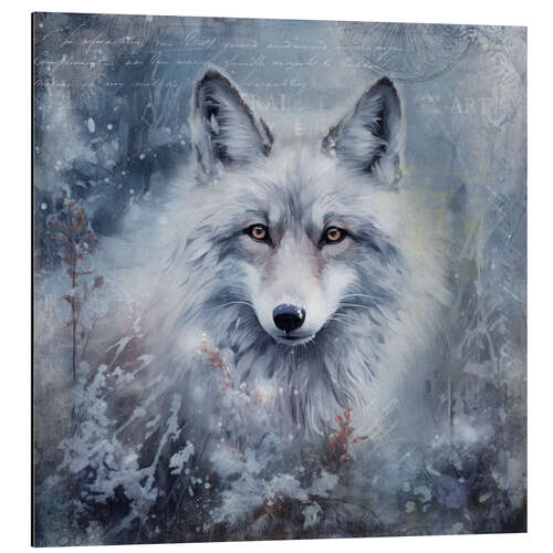 Aluminium print Snow Fox