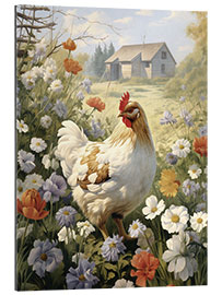 Gallery print Hen in flower meadow