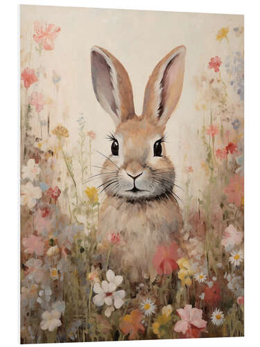 Quadro em PVC Rabbit in Flower Field