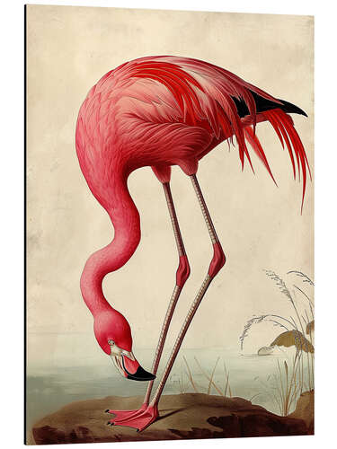 Tableau en aluminium Pink Flamingo after Audubon