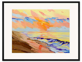 Gerahmter Kunstdruck Sonnenuntergang am Strand
