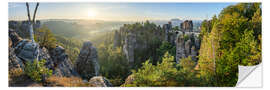 Sticker mural Bastei Bridge at sunrise in Saxon Switzerland