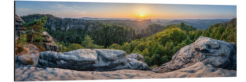 Quadro em alumínio Sunset in Saxon Switzerland