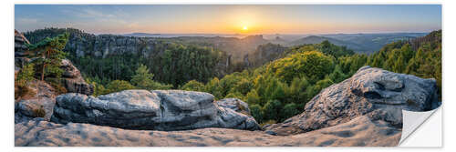 Vinilo para la pared Sunset in Saxon Switzerland